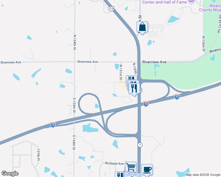 map of restaurants, bars, coffee shops, grocery stores, and more near 13140 Canaan Center Drive in Bonner Springs