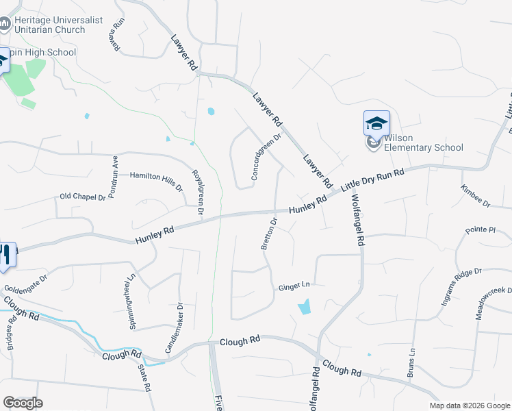 map of restaurants, bars, coffee shops, grocery stores, and more near 2411 Turnberry Drive in Cincinnati
