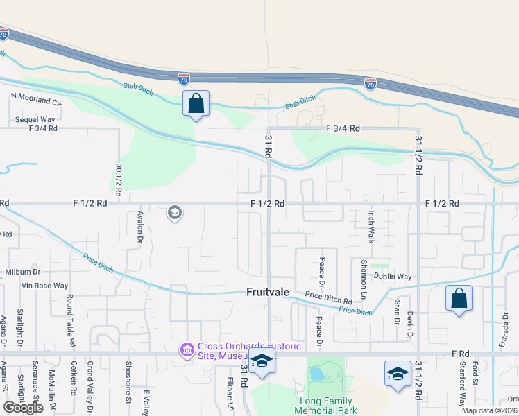 map of restaurants, bars, coffee shops, grocery stores, and more near 3095 F 1/2 Road in Grand Junction