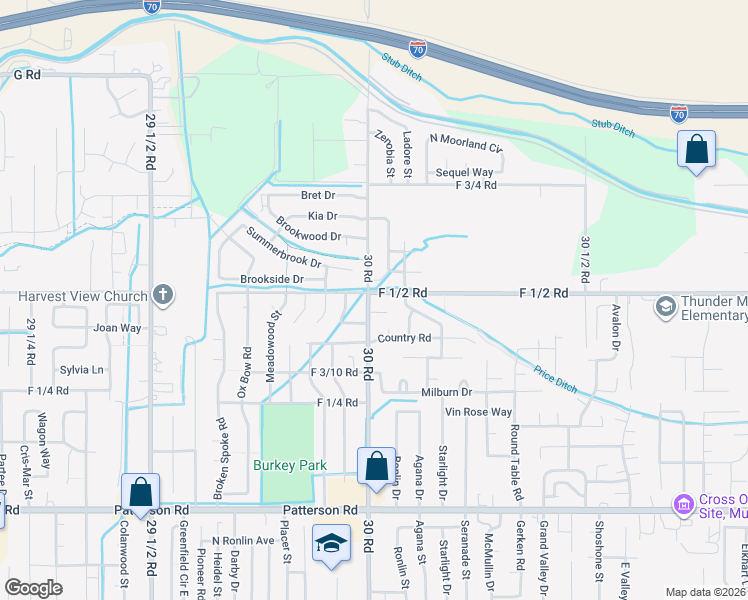 map of restaurants, bars, coffee shops, grocery stores, and more near 3001 F 1/2 Rd in Grand Junction