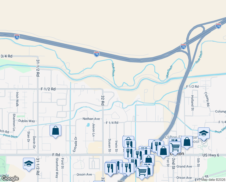 map of restaurants, bars, coffee shops, grocery stores, and more near 644 Highview Road in Clifton