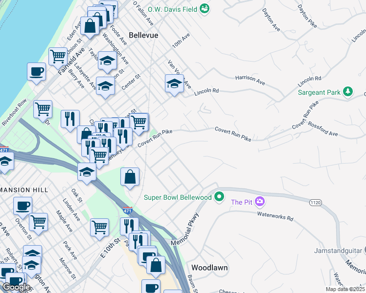 map of restaurants, bars, coffee shops, grocery stores, and more near 206 Cleveland Avenue in Bellevue