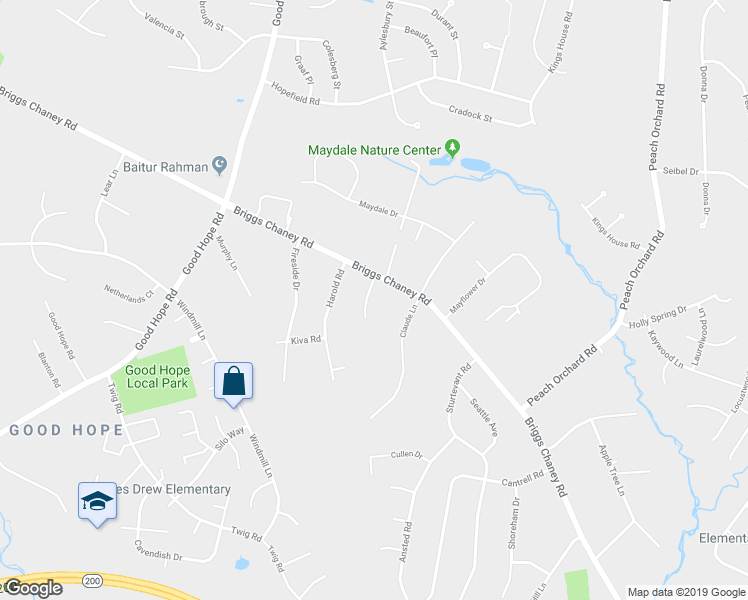 map of restaurants, bars, coffee shops, grocery stores, and more near 14805 Birch Springs Court in Silver Spring