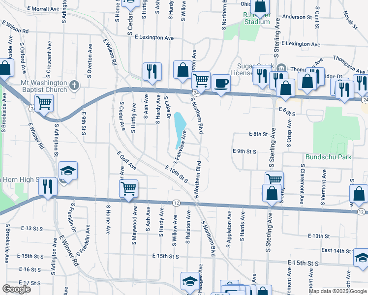 map of restaurants, bars, coffee shops, grocery stores, and more near 805 South Fairview Avenue in Independence