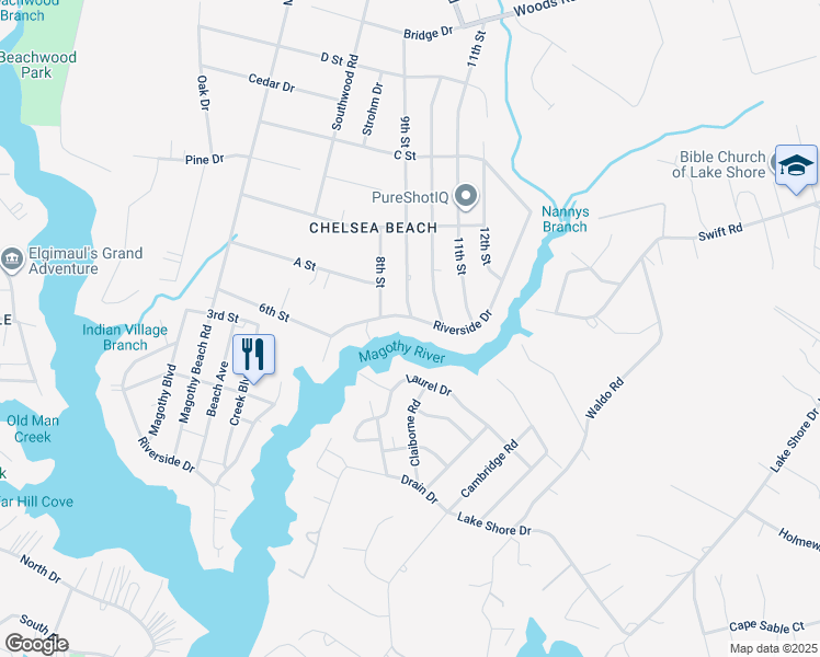 map of restaurants, bars, coffee shops, grocery stores, and more near 593 Riverside Drive in Pasadena
