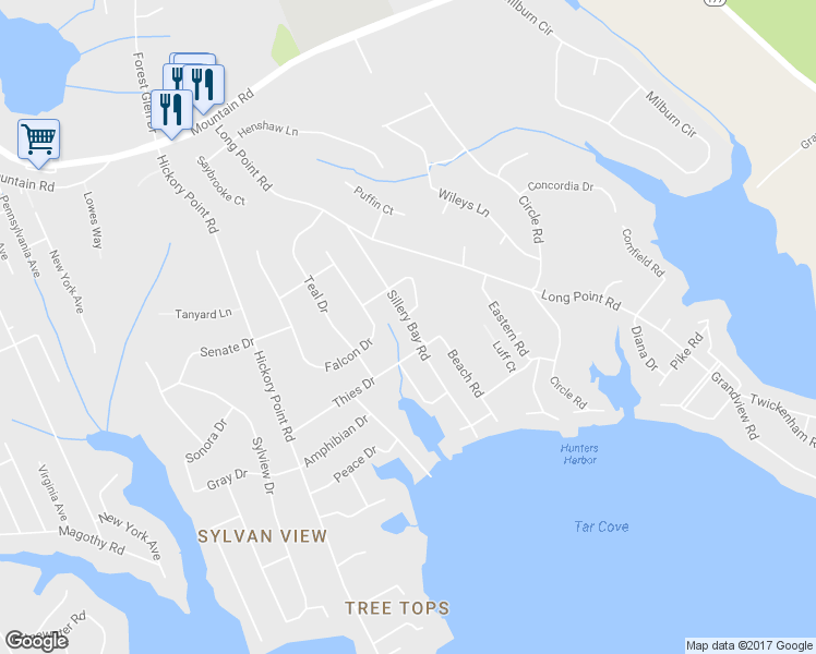 map of restaurants, bars, coffee shops, grocery stores, and more near 192 Sillery Bay Road in Pasadena