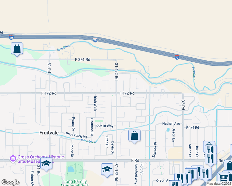map of restaurants, bars, coffee shops, grocery stores, and more near 3149 F 1/2 Rd in Grand Junction