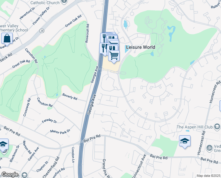 map of restaurants, bars, coffee shops, grocery stores, and more near 14805 Pennfield Circle in Silver Spring