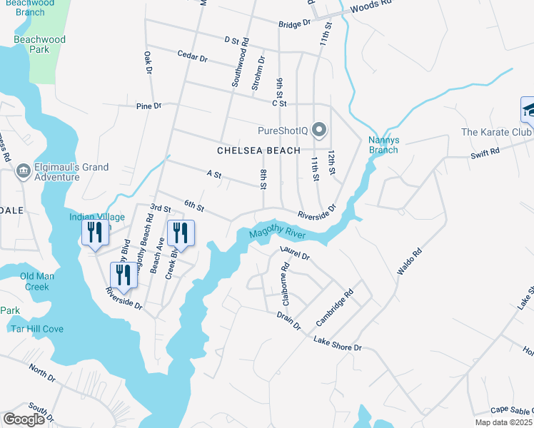 map of restaurants, bars, coffee shops, grocery stores, and more near 583 Riverside Drive in Pasadena