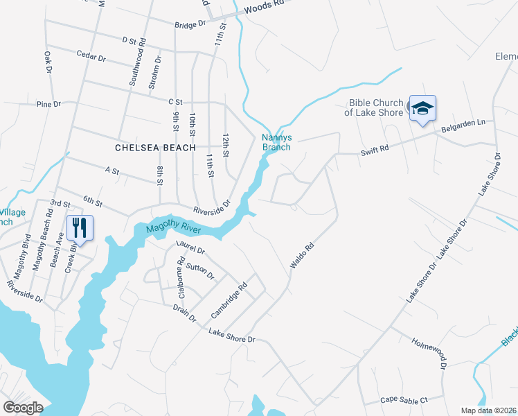 map of restaurants, bars, coffee shops, grocery stores, and more near 803A Swift Road in Pasadena
