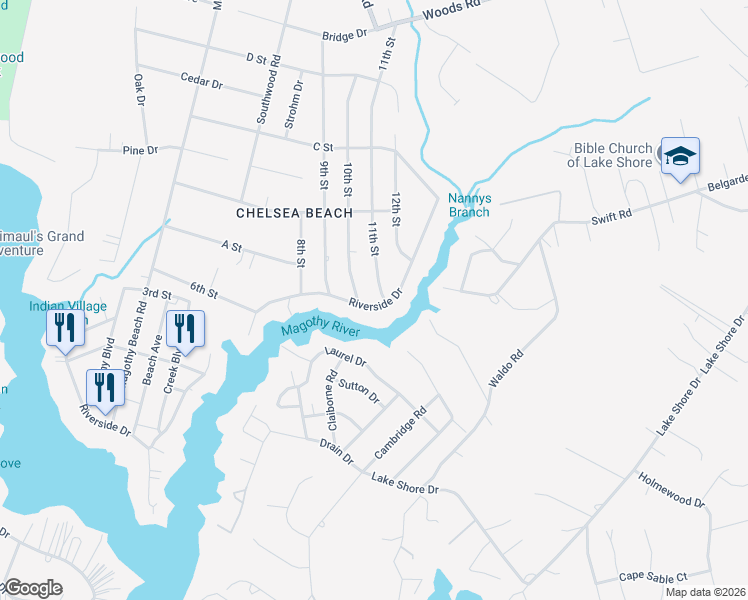 map of restaurants, bars, coffee shops, grocery stores, and more near 614 Riverside Drive in Pasadena