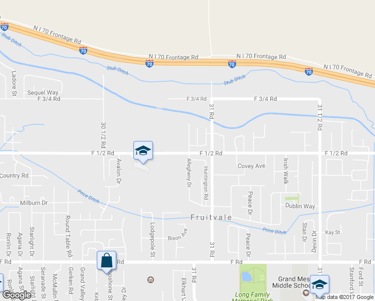 map of restaurants, bars, coffee shops, grocery stores, and more near 649 Allegheny Drive in Grand Junction