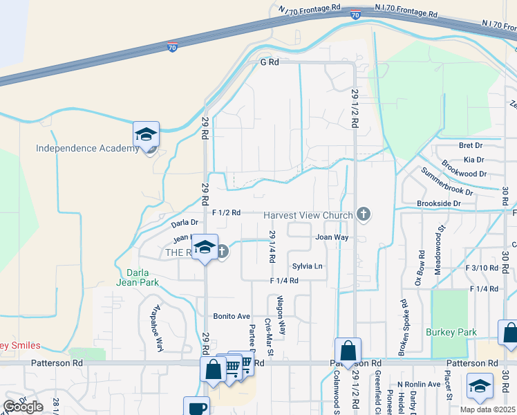 map of restaurants, bars, coffee shops, grocery stores, and more near 2921 F 1/2 Road in Grand Junction