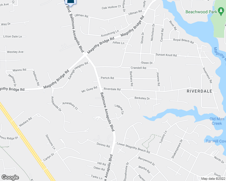 map of restaurants, bars, coffee shops, grocery stores, and more near 263 Riverdale Road in Severna Park