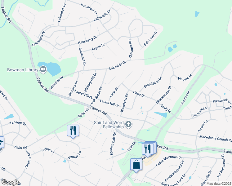 map of restaurants, bars, coffee shops, grocery stores, and more near 108 Pomo Lane in Winchester