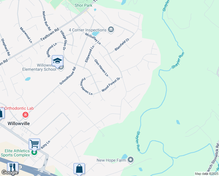 map of restaurants, bars, coffee shops, grocery stores, and more near 1267 Glen Haven Lane in Batavia