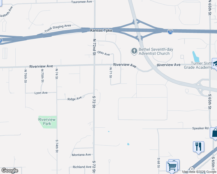 map of restaurants, bars, coffee shops, grocery stores, and more near 7067 Reynolds Avenue in Kansas City