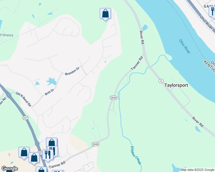 map of restaurants, bars, coffee shops, grocery stores, and more near 1615 Tanner Road in Hebron