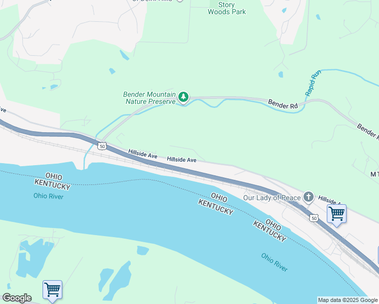 map of restaurants, bars, coffee shops, grocery stores, and more near 5164 Hillside Avenue in Cincinnati