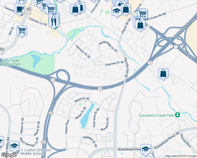 map of restaurants, bars, coffee shops, grocery stores, and more near 777 Vanderbilt Terrace Southeast in Leesburg