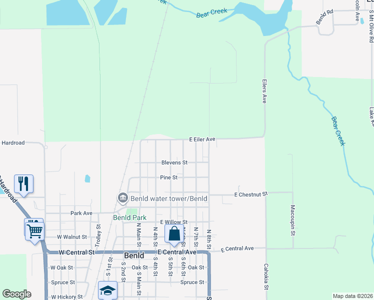 map of restaurants, bars, coffee shops, grocery stores, and more near 719 North 7th Street in Benld