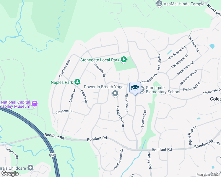 map of restaurants, bars, coffee shops, grocery stores, and more near 14547 Jaystone Drive in Silver Spring