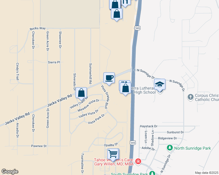 map of restaurants, bars, coffee shops, grocery stores, and more near 910 Jacks Valley Road in Carson City