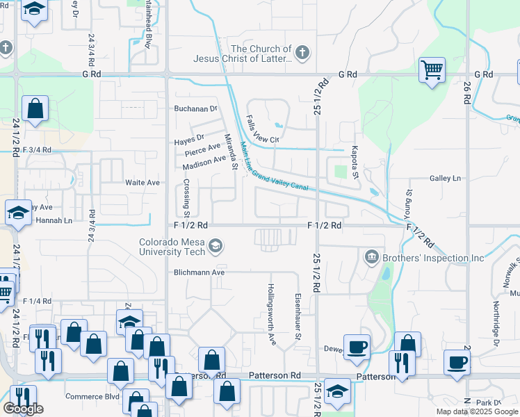 map of restaurants, bars, coffee shops, grocery stores, and more near 658 Longhorn Street in Grand Junction