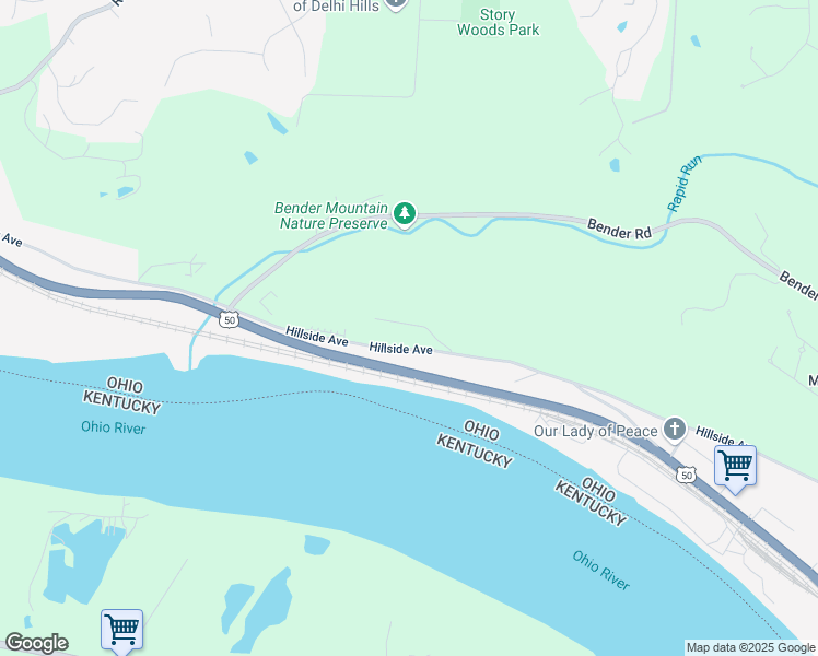 map of restaurants, bars, coffee shops, grocery stores, and more near 5164 Hillside Avenue in Cincinnati