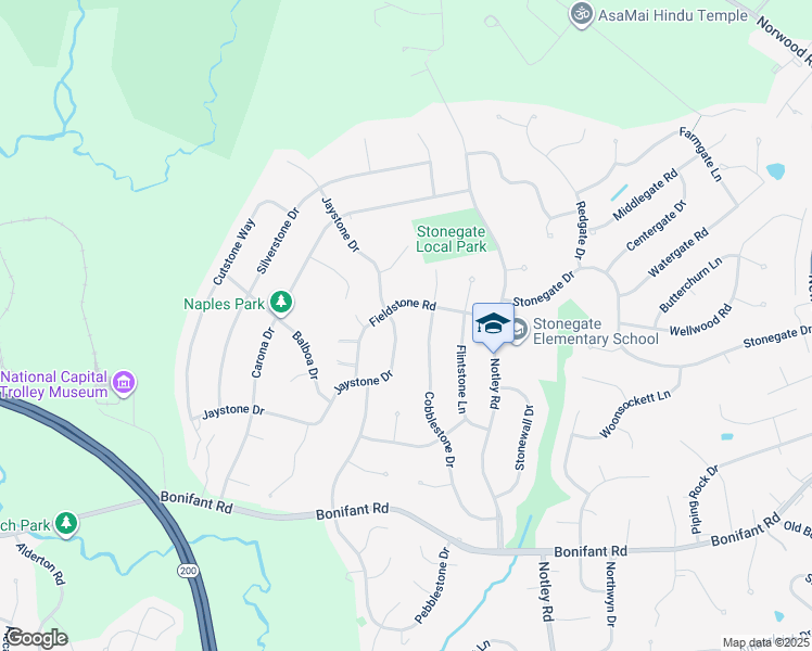 map of restaurants, bars, coffee shops, grocery stores, and more near 14547 Jaystone Drive in Silver Spring