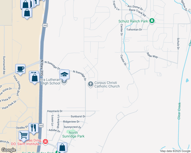 map of restaurants, bars, coffee shops, grocery stores, and more near 3689-3699 North Sunridge Drive in Carson City