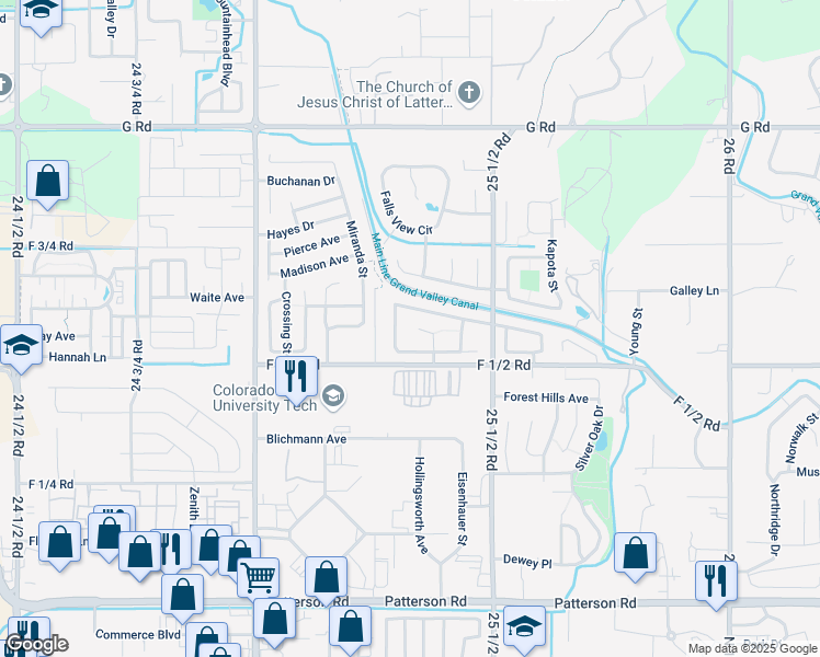 map of restaurants, bars, coffee shops, grocery stores, and more near 658 Longhorn Street in Grand Junction