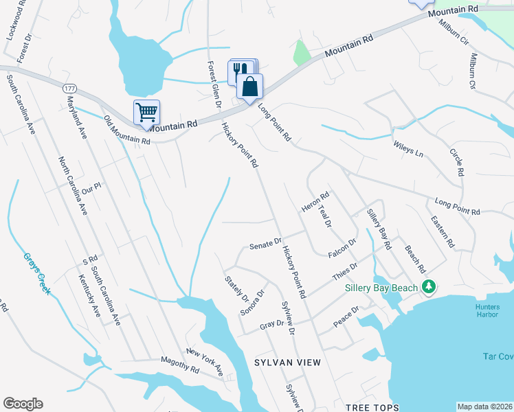 map of restaurants, bars, coffee shops, grocery stores, and more near 194 Hickory Point Road in Pasadena