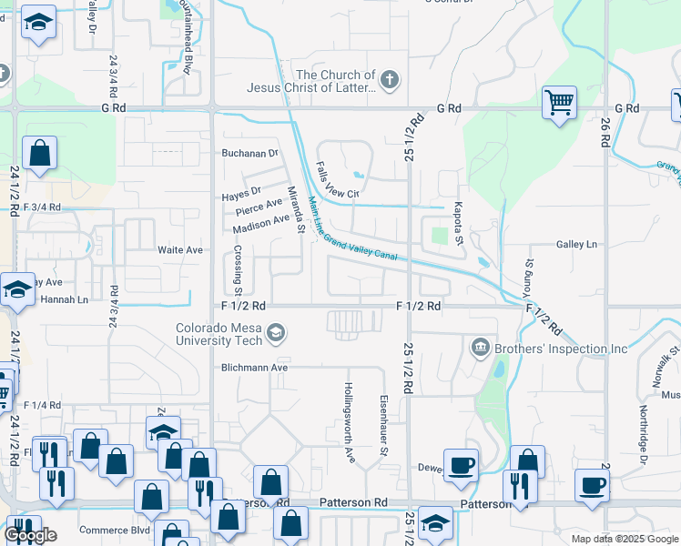 map of restaurants, bars, coffee shops, grocery stores, and more near 658 Longhorn Street in Grand Junction
