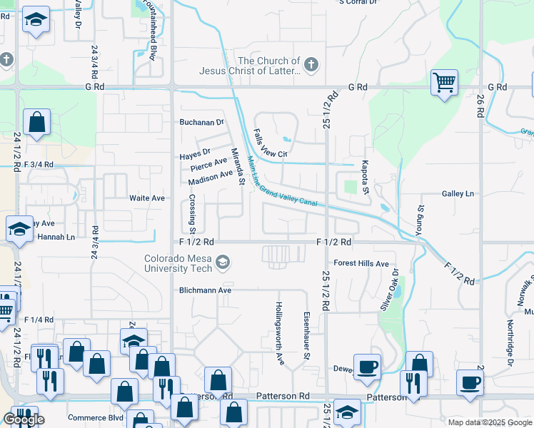 map of restaurants, bars, coffee shops, grocery stores, and more near 658 Longhorn Street in Grand Junction