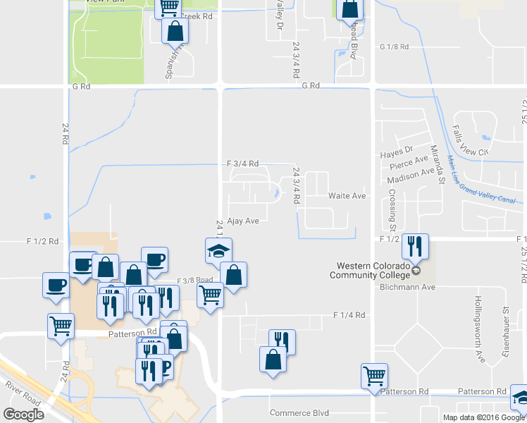 map of restaurants, bars, coffee shops, grocery stores, and more near 658 Tammera Lane in Grand Junction
