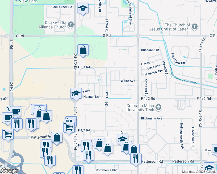 map of restaurants, bars, coffee shops, grocery stores, and more near 657 Chalisa Avenue in Grand Junction