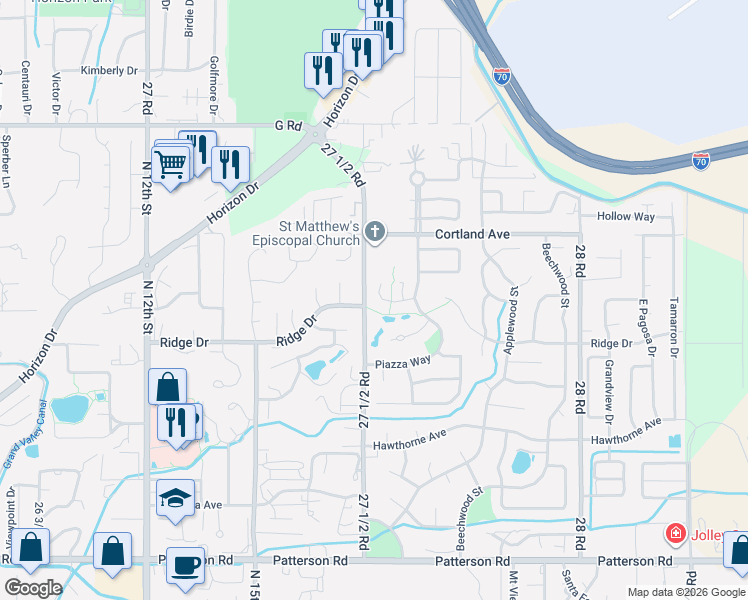 map of restaurants, bars, coffee shops, grocery stores, and more near 3700-3888 27 1/2 Rd in Grand Junction