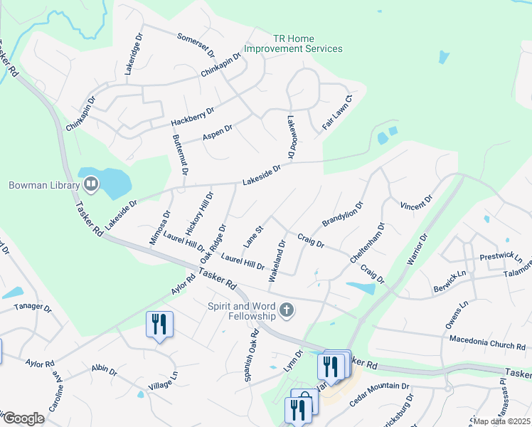 map of restaurants, bars, coffee shops, grocery stores, and more near 115 Wagtail Lane in Winchester