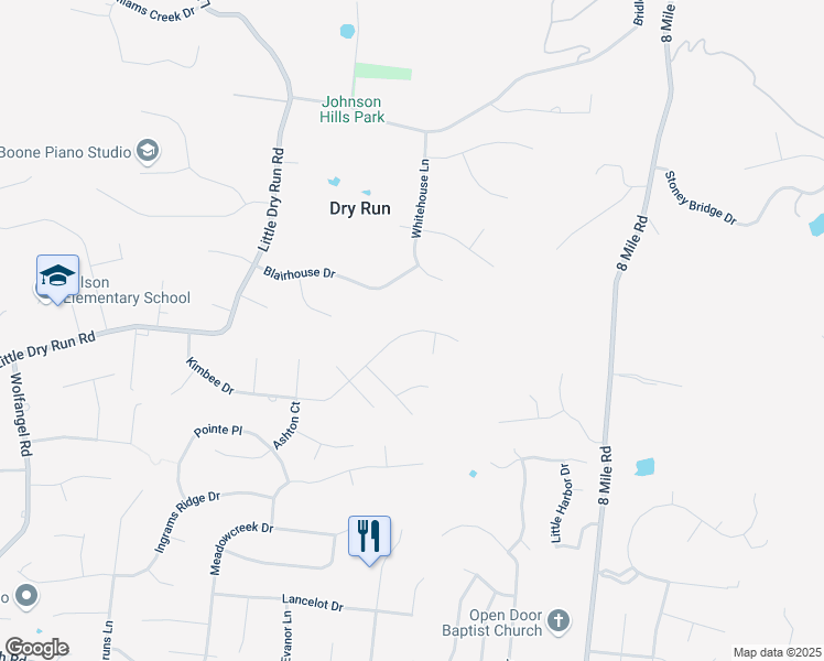 map of restaurants, bars, coffee shops, grocery stores, and more near 8008 Willowhills Drive in Cincinnati