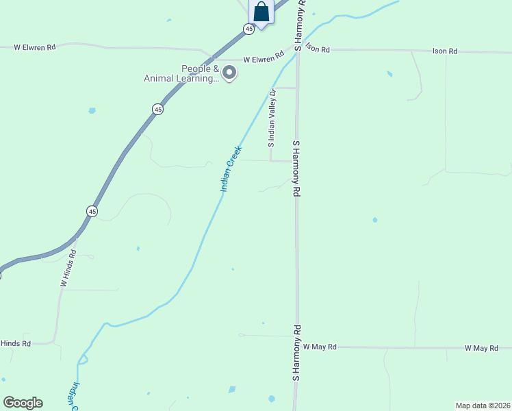 map of restaurants, bars, coffee shops, grocery stores, and more near 5396 South Harmony Road in Bloomington