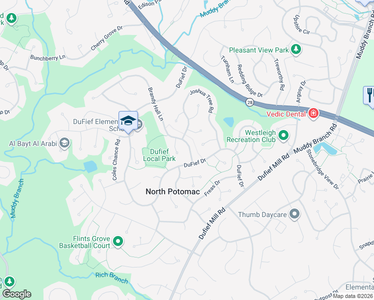 map of restaurants, bars, coffee shops, grocery stores, and more near 11312 Brandy Hall Lane in North Potomac