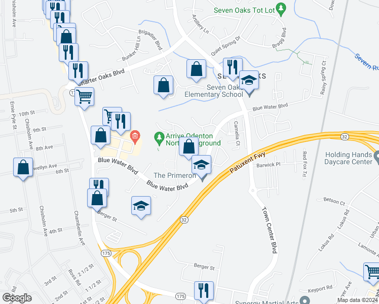 map of restaurants, bars, coffee shops, grocery stores, and more near 1963 Camelia Court in Odenton