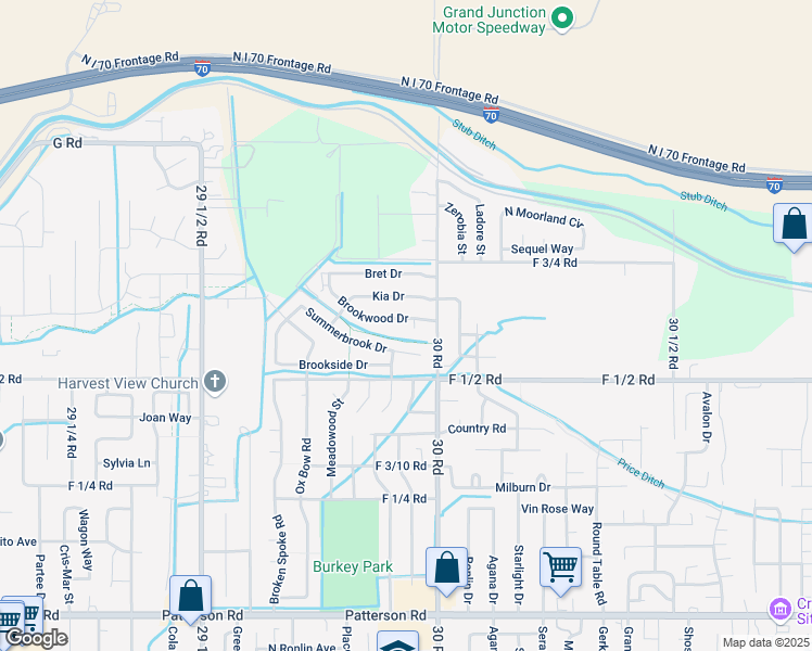 map of restaurants, bars, coffee shops, grocery stores, and more near 2995 1/2 Brookwood Court in Grand Junction