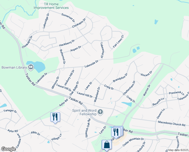 map of restaurants, bars, coffee shops, grocery stores, and more near 117 Wagtail Lane in Winchester