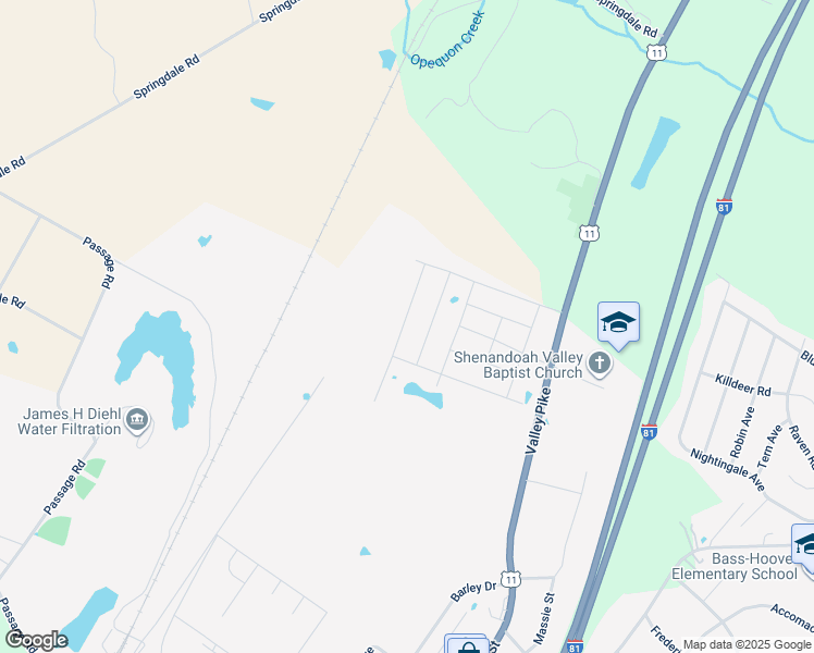 map of restaurants, bars, coffee shops, grocery stores, and more near 127 Woodford Drive in Stephens City