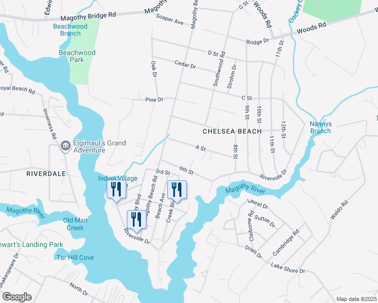 map of restaurants, bars, coffee shops, grocery stores, and more near 587 A Street in Pasadena