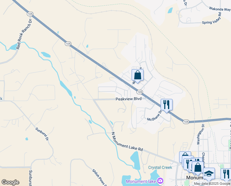 map of restaurants, bars, coffee shops, grocery stores, and more near 702 Colorado 105 in Monument