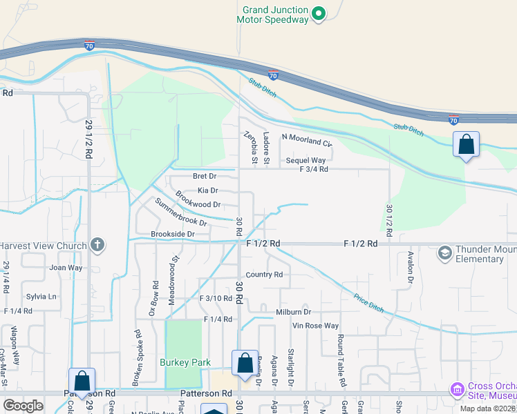 map of restaurants, bars, coffee shops, grocery stores, and more near 658 Starlight Drive in Grand Junction
