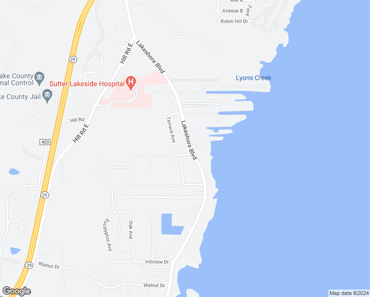 map of restaurants, bars, coffee shops, grocery stores, and more near 4845 Lakeshore Boulevard in Lakeport